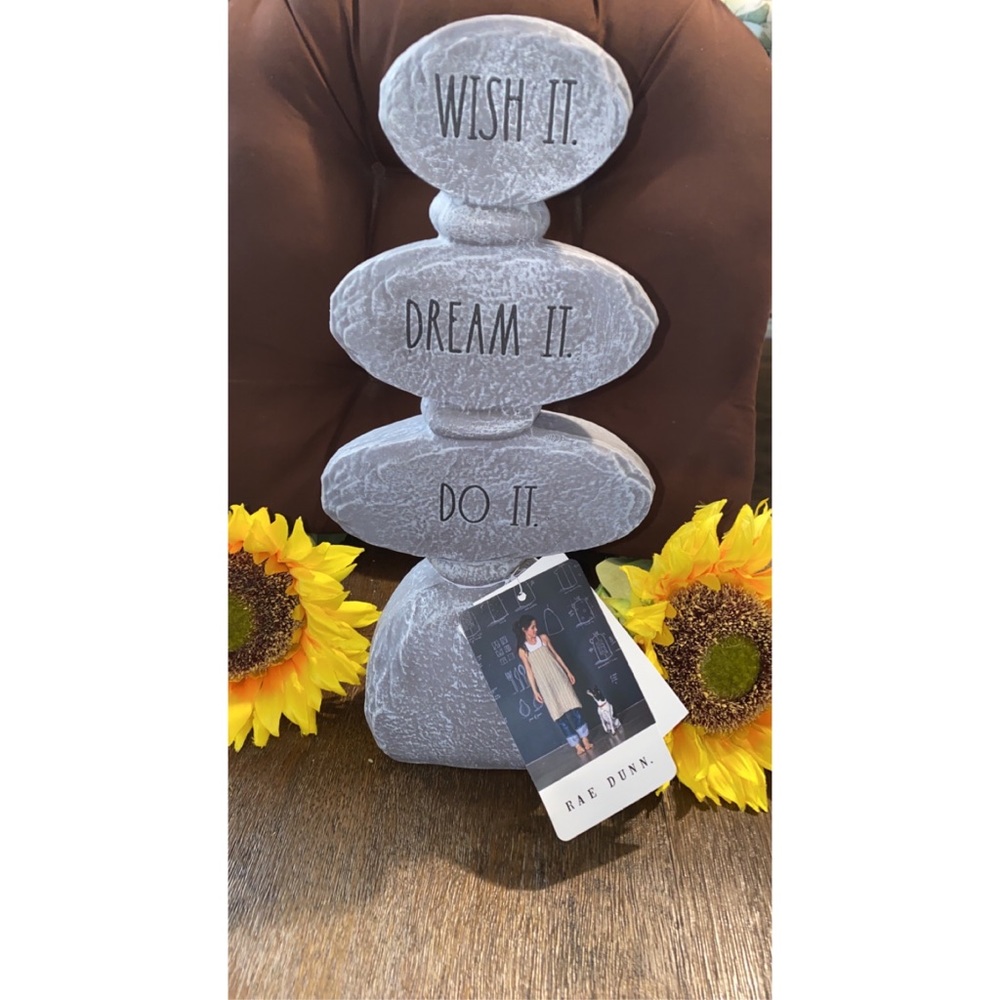 Rae Dunn WISH IT DREAM IT DO IT Garden Stone Stacker
